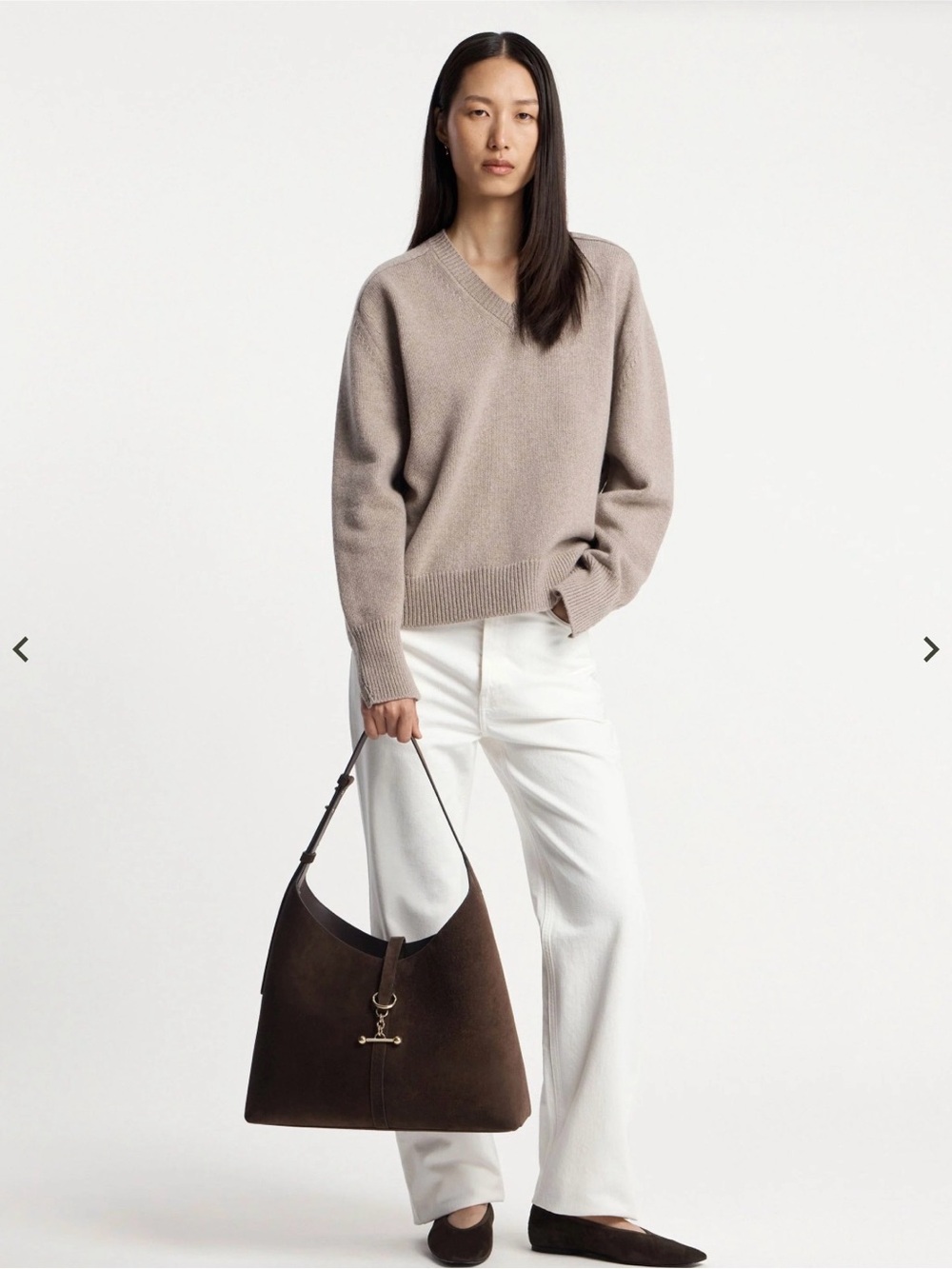 Strathberry Kite Maxi Suede Hobo Bag Chocolate Suede - Picture 4 of 5